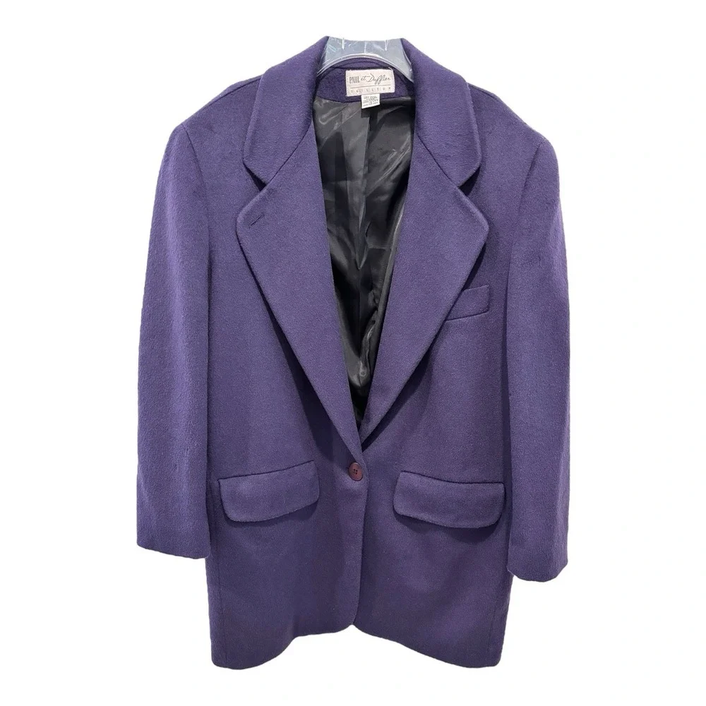 Vtg Paul et Duffier Coat Womens 14 Purple Jewel Tone Soft Wool Blend Lined‎ USA